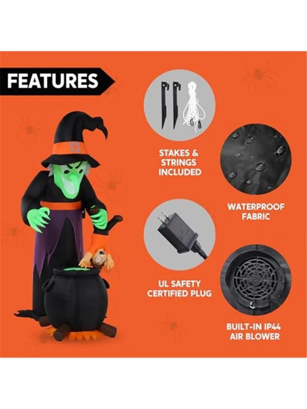 JOYIN 7FT Halloween Witch Animated Inflatable Decoration Witch Swinging Child